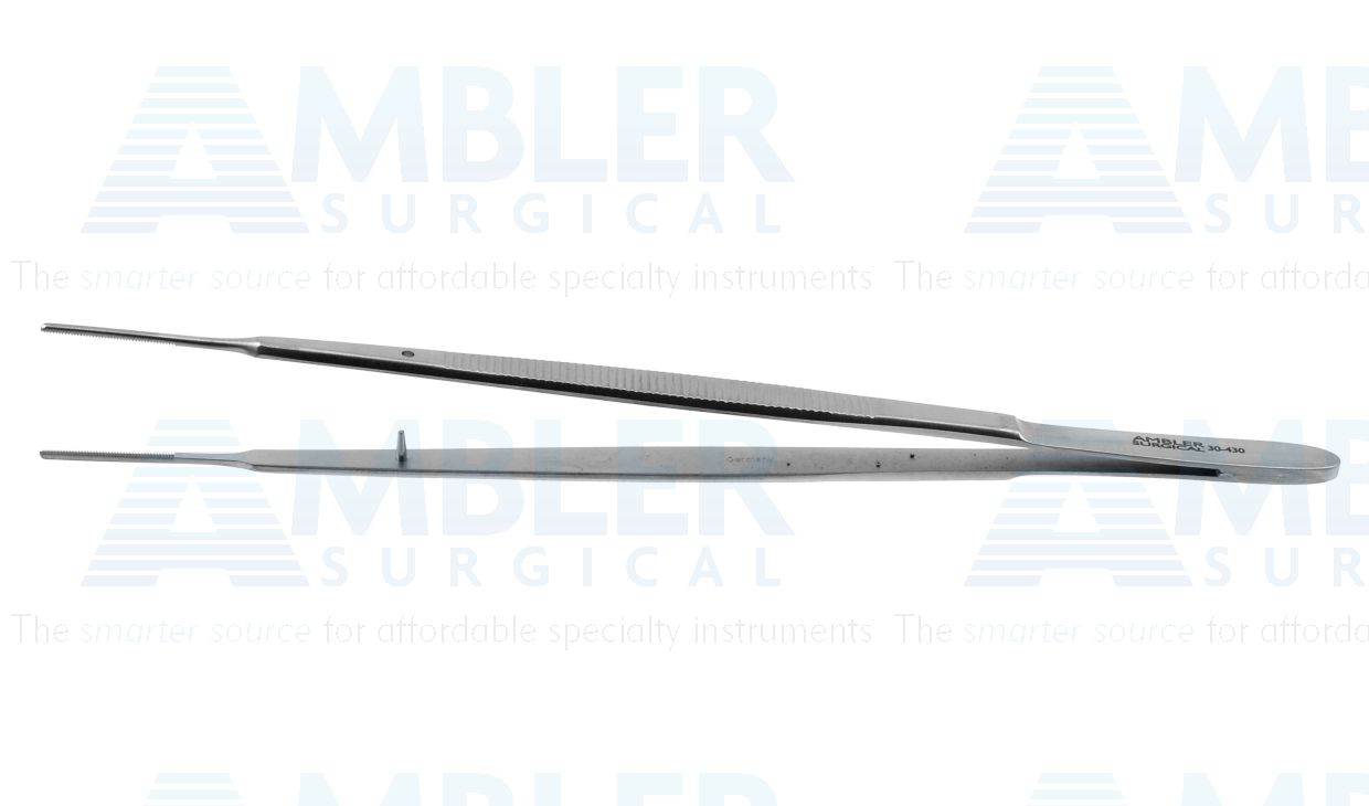Gerald dressing forceps, 7'',delicate, straight, 1.0mm serrated tips, flat handle