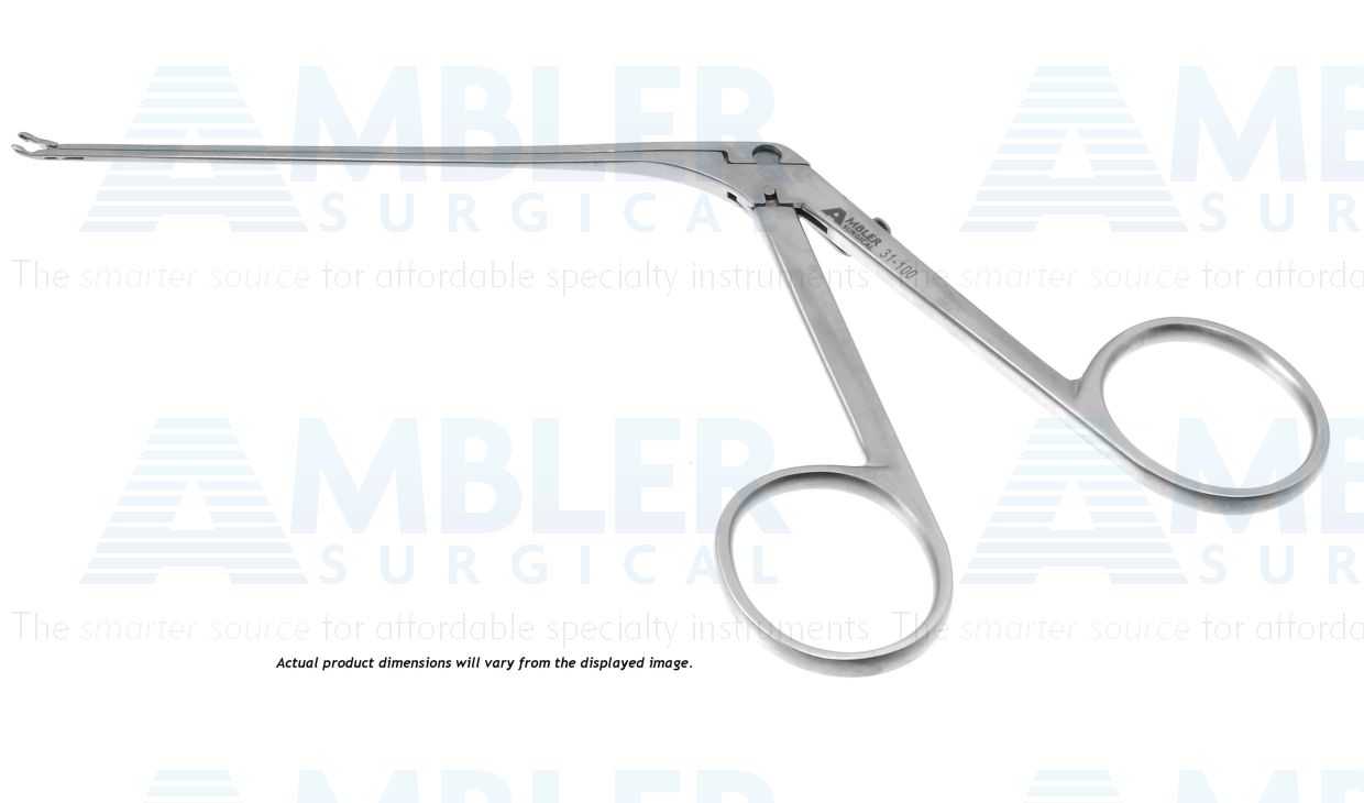 House forceps, 5 1/8'',working length 71.0mm, angled 15º up, 0.9mm cup jaws, ring handle