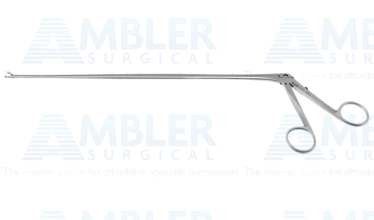 Jackson laryngeal cup forceps, working length 280mm, straight, 2.0mm cup jaws, used through Jackson scopes, ring handle