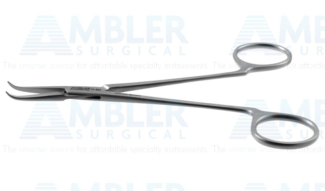 McCabe facial nerve dissecting forceps, 5 1/2'',angled, 14.0mm smooth jaws, ring handle
