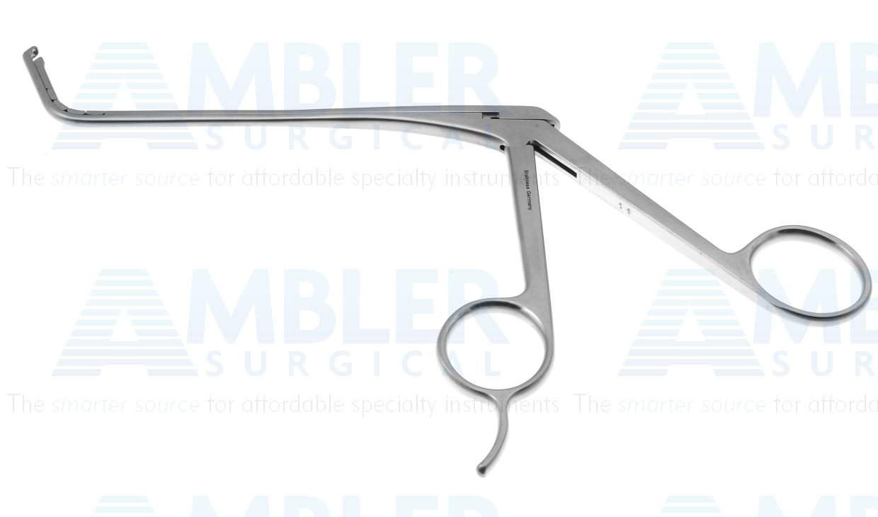 Ostium sinus chain forceps, working length 125mm, curved up 70º, medium, 3.0mm wide x 3.5mm long jaws, ring handle 