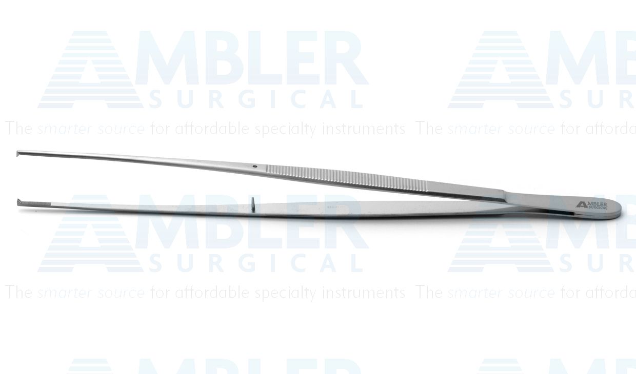 Potts-Smith tissue forceps, 9 1/2'',delicate, straight, 1x2 teeth, serrated jaws, flat handle