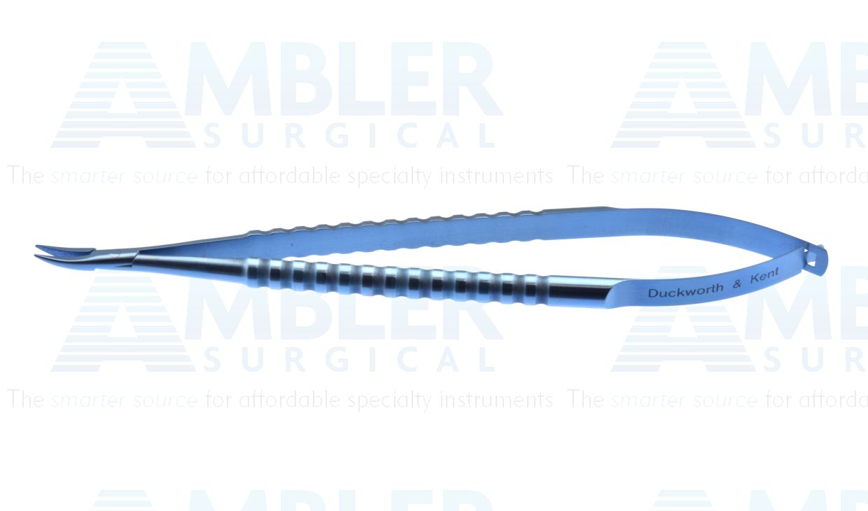 D&K needle holder, 5 3/8'',medium, curved, 9.0mm smooth jaws, round handle, without lock, titanium