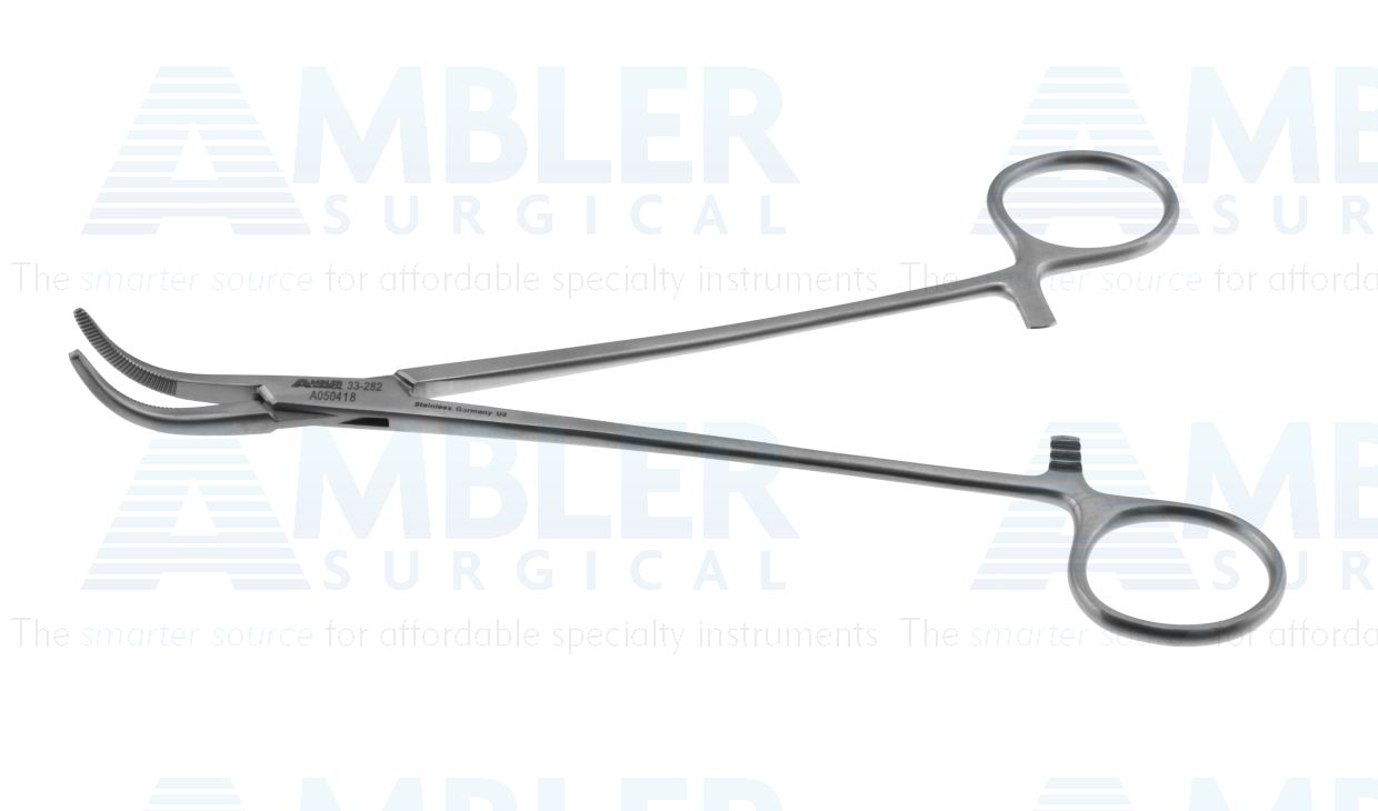 Schnidt tonsil forceps, 7 1/2'',fully curved, serrated jaws, ring handle