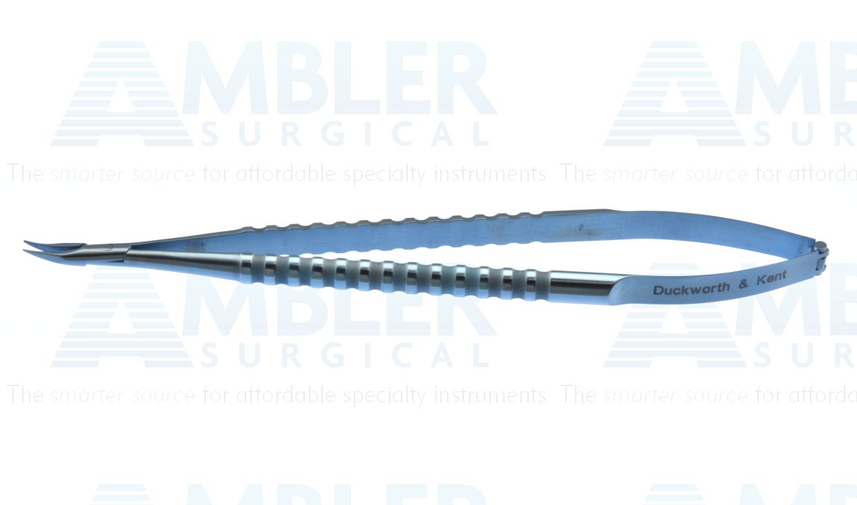 D&K Barraquer needle holder, 5 3/8'',medium, curved, 9.0mm smooth jaws, round handle, without lock, titanium