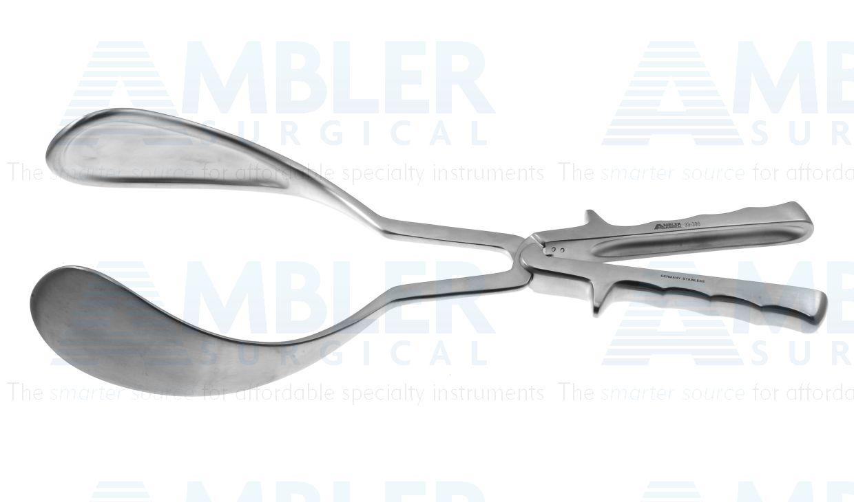 Simpson-Luikart obstetrical forceps, 14'',solid blades, grip handle