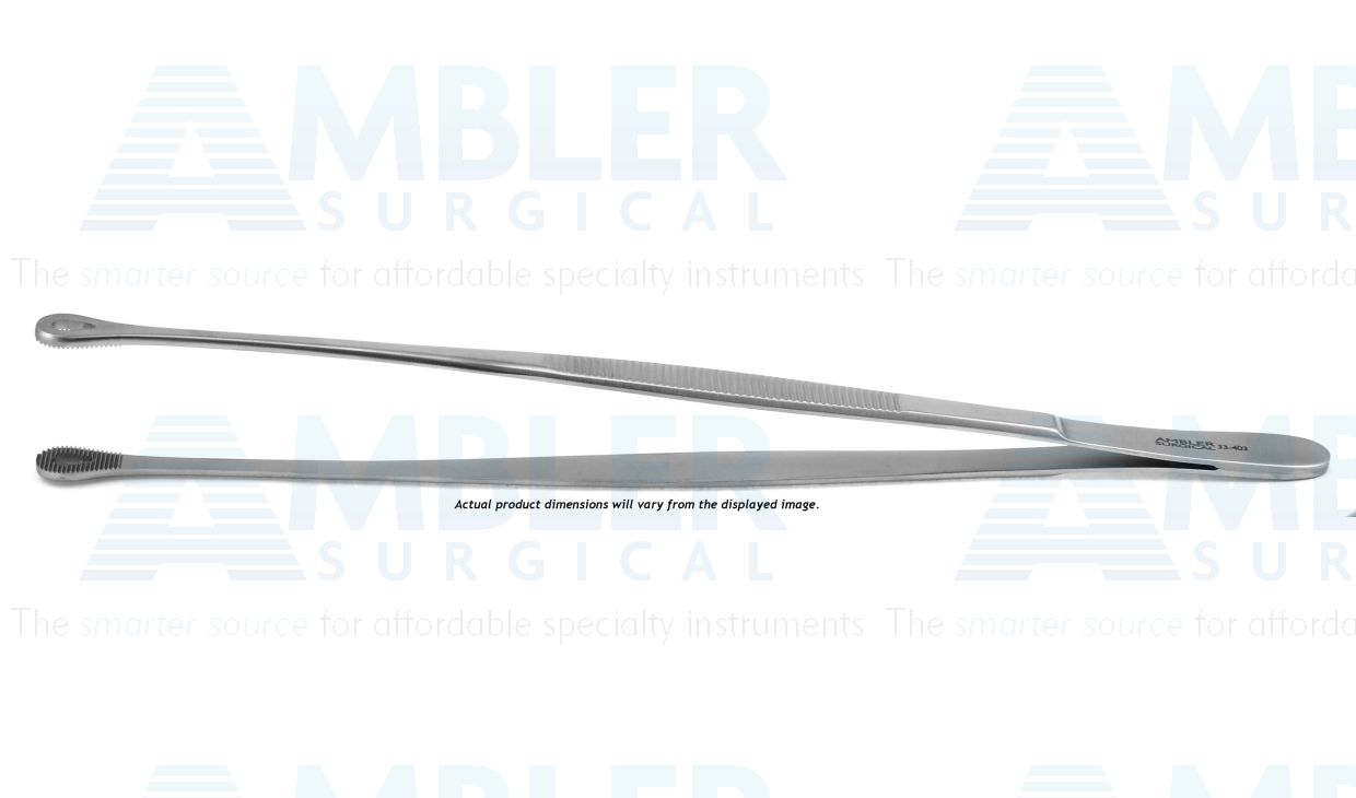 Singley (Tuttle) tissue forceps, 6'',straight shafts, serrated, fenestrated jaws, flat handle