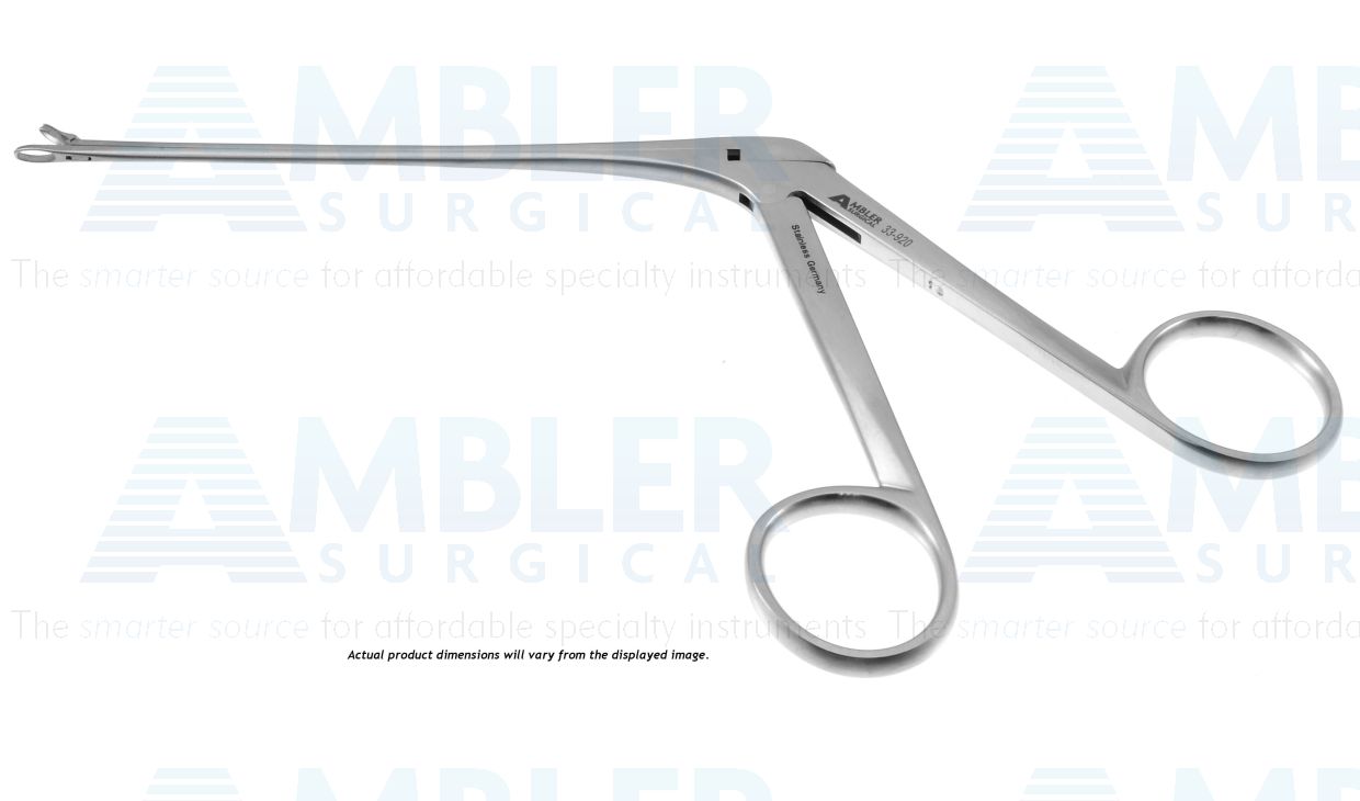 Weil-Blakesley sinus forceps, 7 1/4'',working length 100mm, size #1, straight, 4.0mm x 10.0mm thru-cutting cup jaws, serrated edge of lower jaw, ring handle