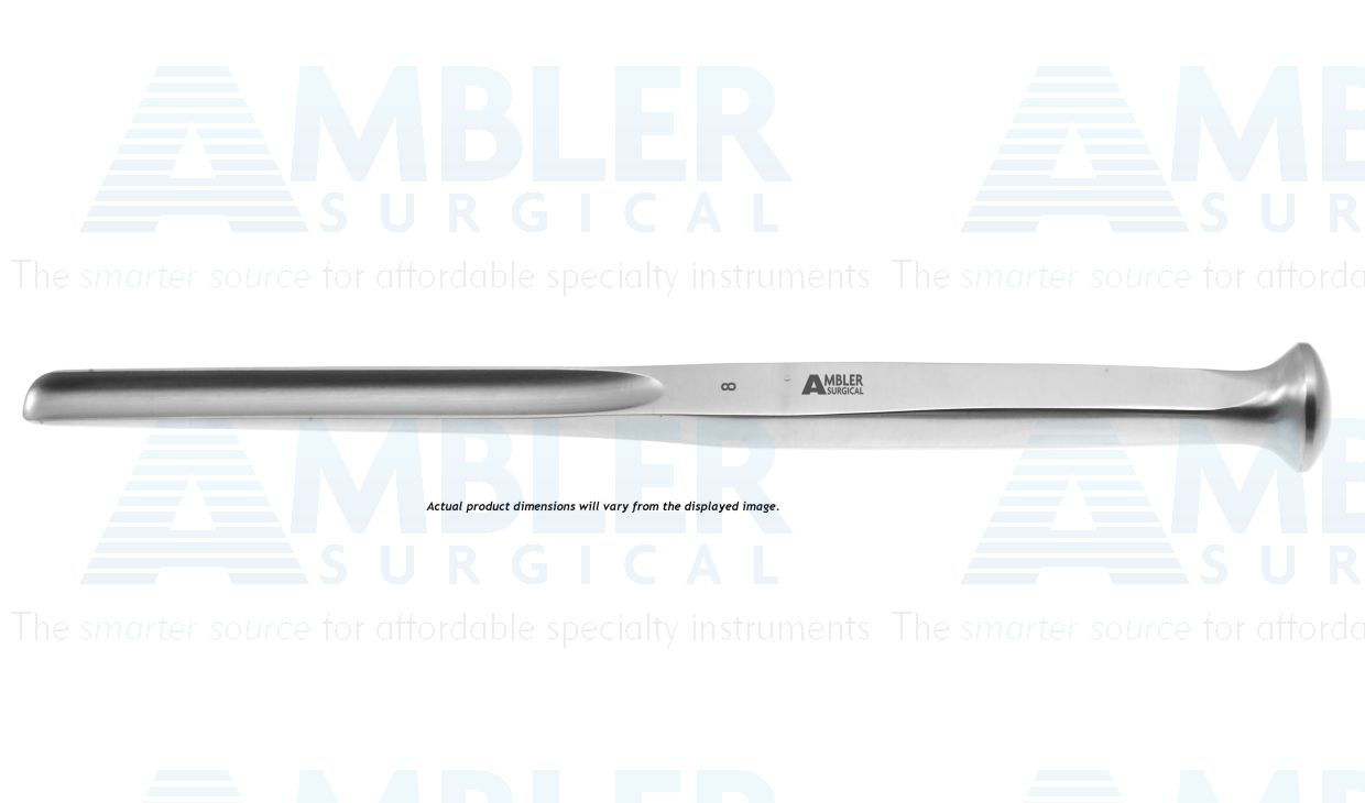 Alexander mastoid gouge, 7'',straight, 14.0mm wide blade, flat handle