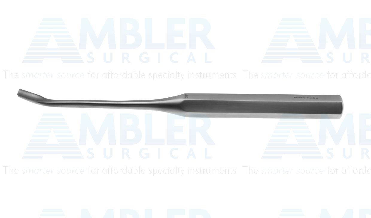 Cobb gouge, 9 1/2'',strongly curved, 10.0mm wide blade, hollow hexagonal handle