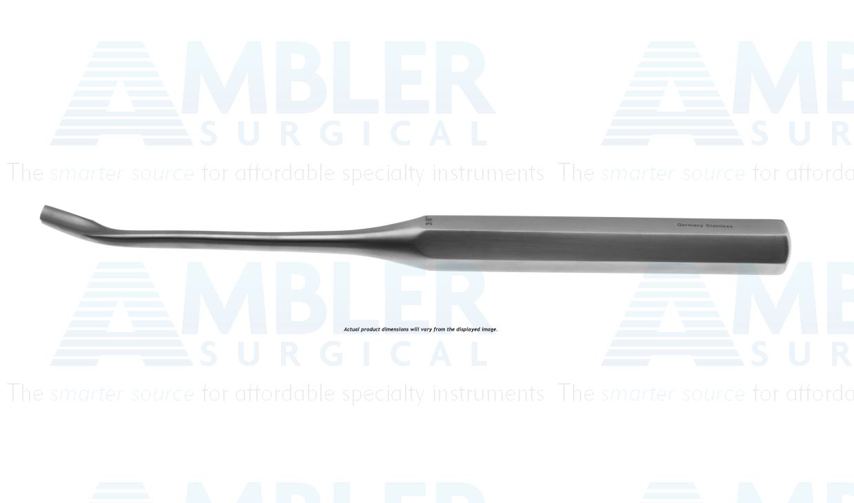 Cobb gouge, 11 1/4'',strongly curved, 10.0mm wide blade, hollow round handle