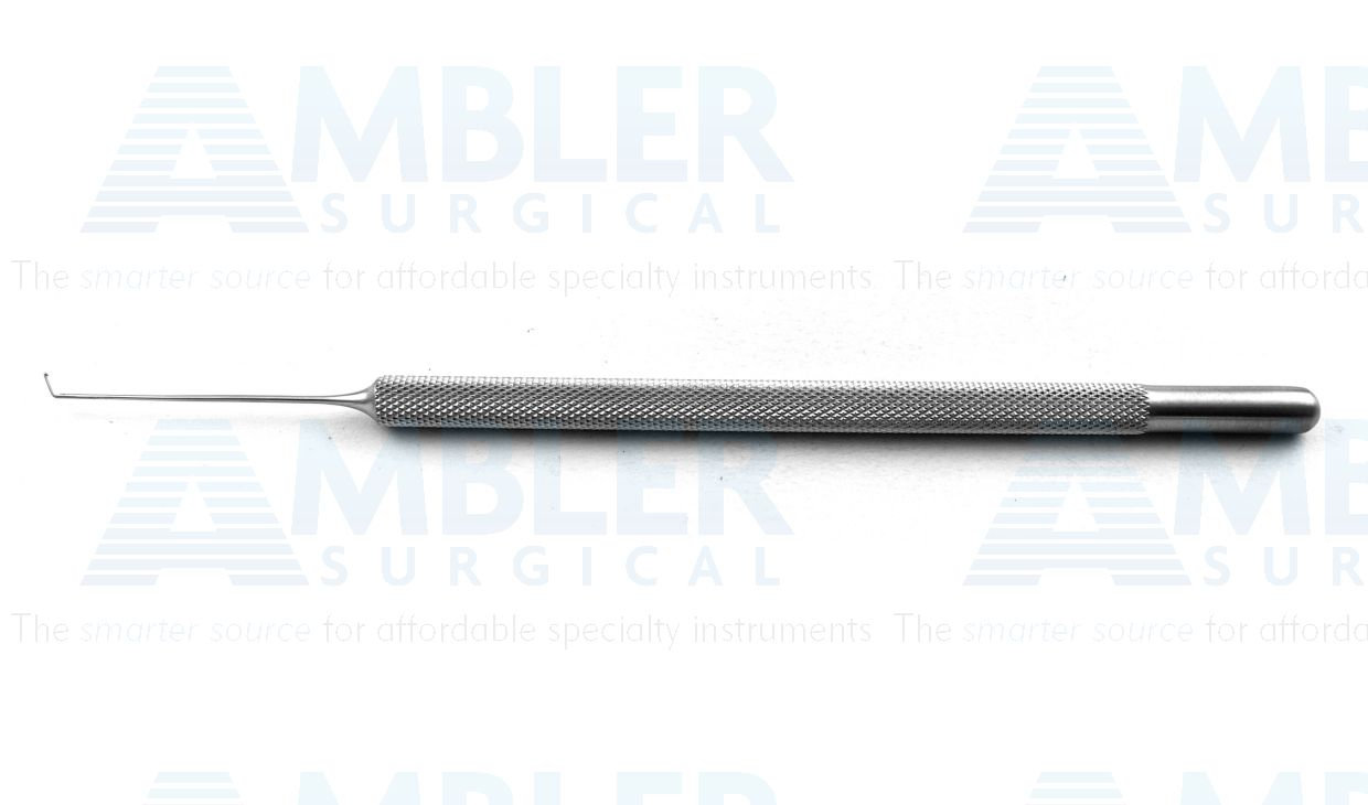 Membrane hook, 5 1/8'',24 gauge, slightly curved, working length 35.0mm, blunt tip, round handle