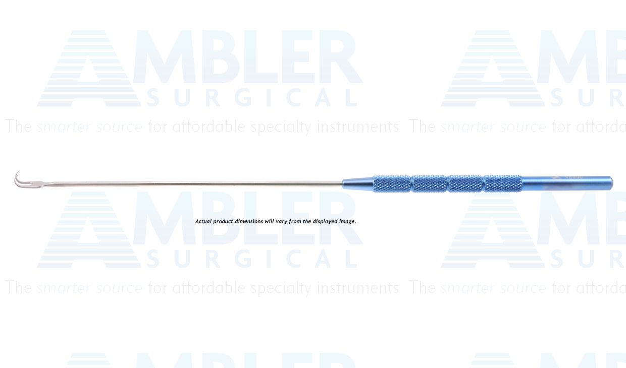 Ambler soft tissue hook, 8'',straight, 4 sharp prongs, titanium round handle