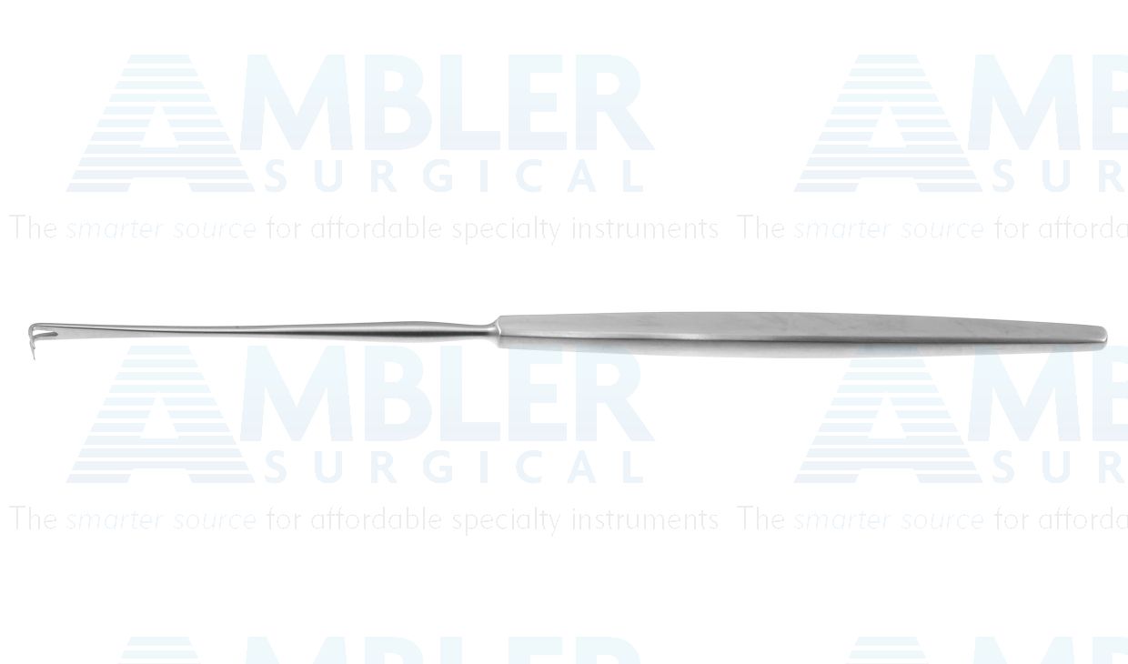 Boettcher tonsil hook, 8 1/4'', small, 2 sharp prongs, flat handle
