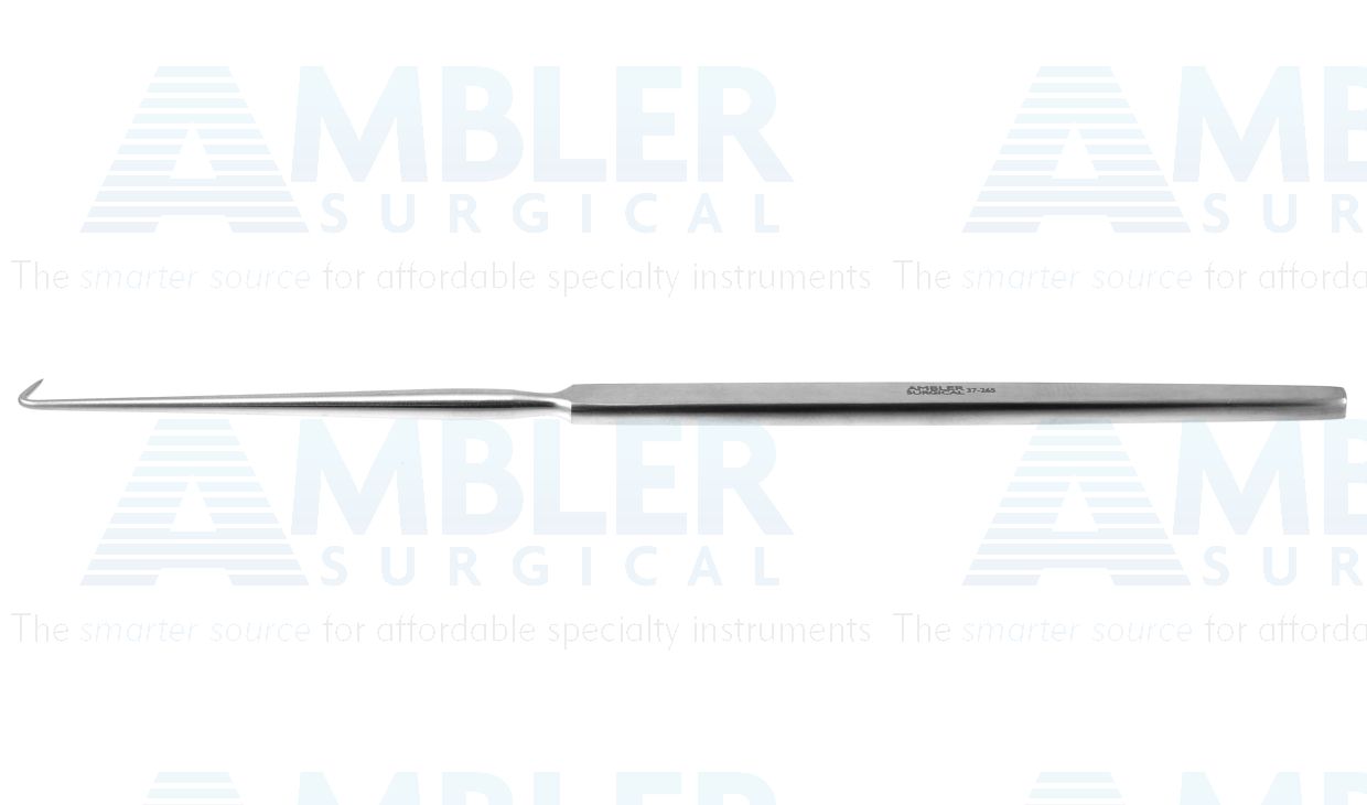 Cottle tenaculum hook, 6 1/2'',delicate, 1 sharp prong, angled tip, flat handle