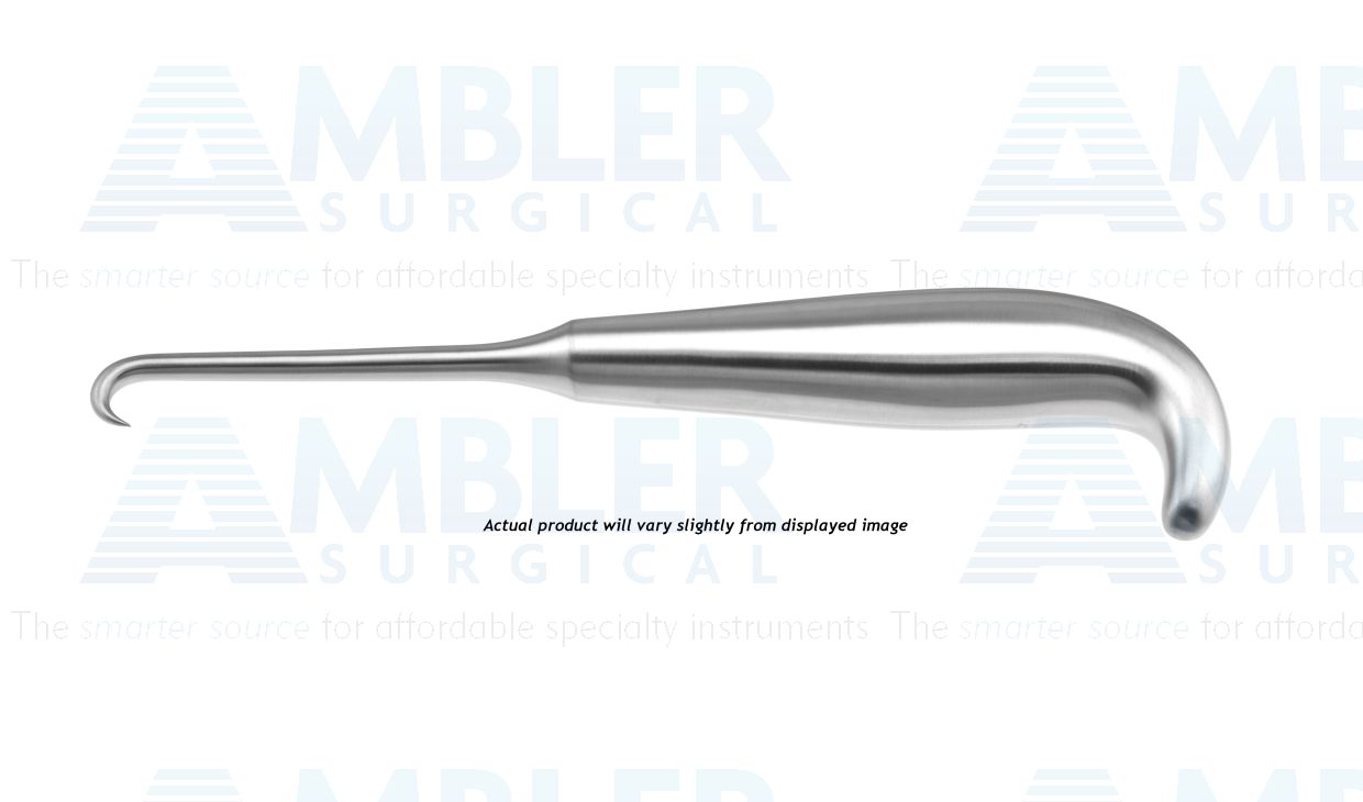 Emmet tenaculum hook, 8 3/4'',style #2, 1 sharp prong, flat handle