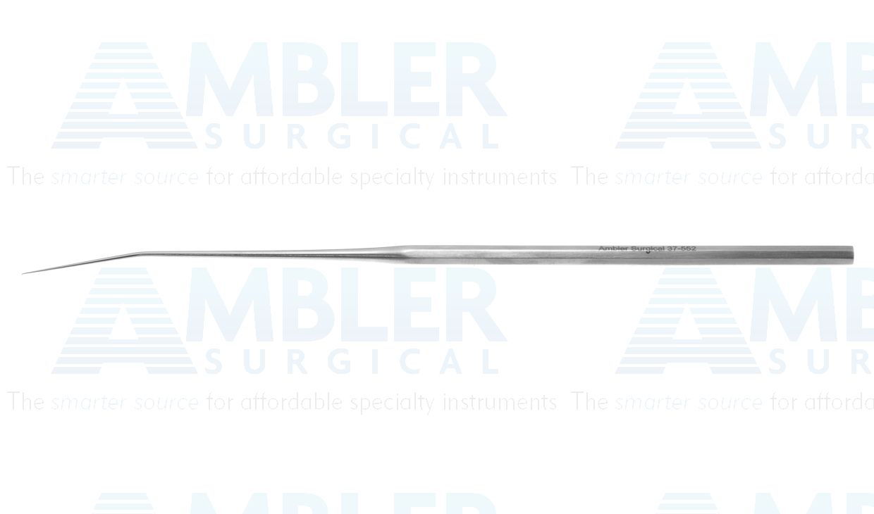 House hook, 6 3/8'',malleable, angled right shaft, angled 90º, 1.0mm long dull rounded tip, hexagonal handle