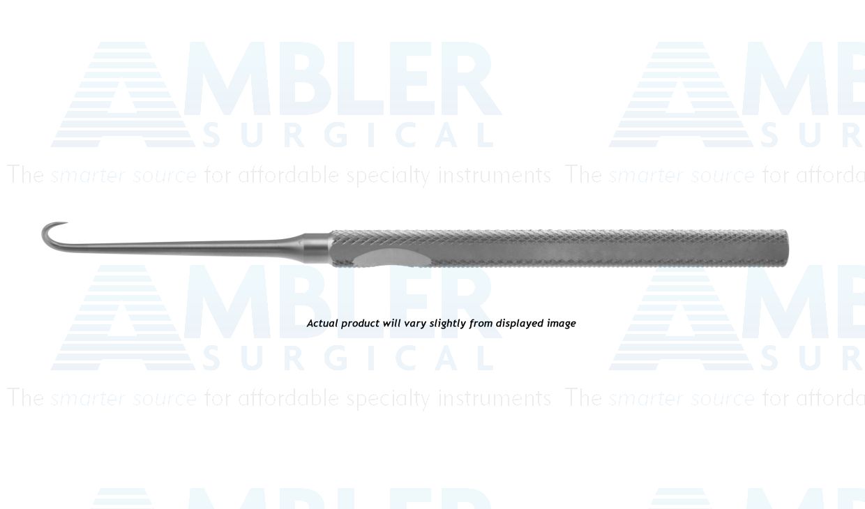 Mannerfelt hook, 6'',modified, small curve, 1 sharp prong, round/flat handle
