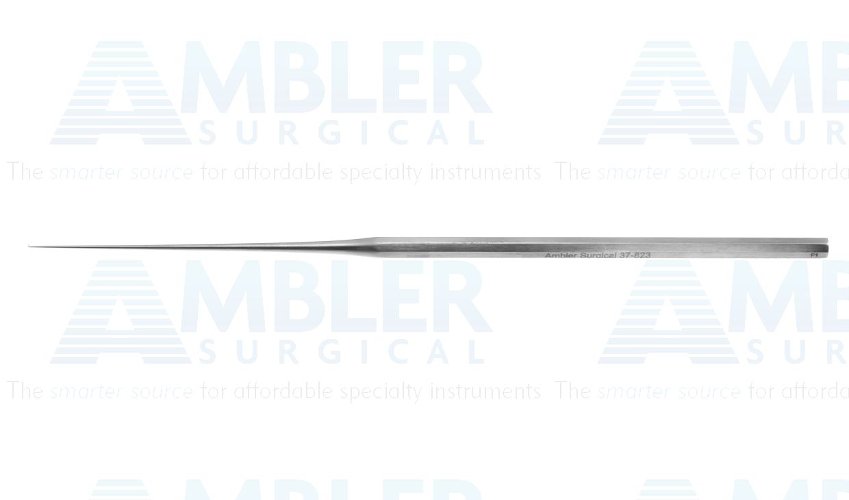 Saunders-Paparella stapes hook, 6 1/2'',malleable, straight shaft, angled 90º, #3, 0.75mm long tip, hexagonal handle