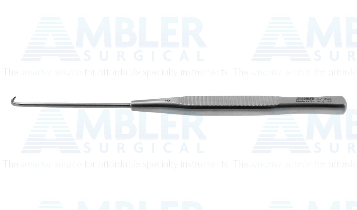 Mueller phlebectomy hook, 5 1/8'',size #3, right handed, flat handle
