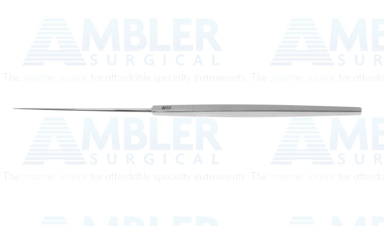 Shambaugh-Derlacki hook/spud, 6 1/8'',straight shaft, angled 90º, 0.5mm long tip, flat handle