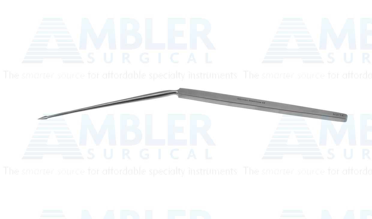 Politzer ear knife, 6 1/2'',angled shaft, flat handle