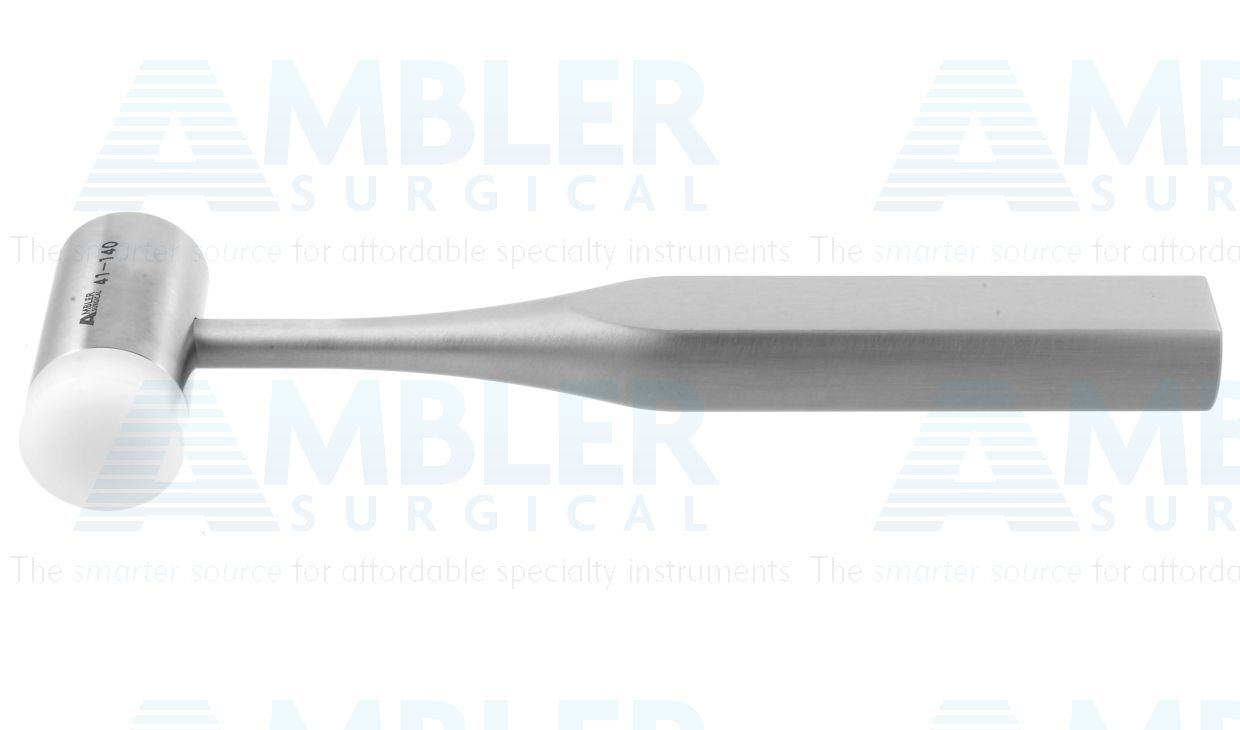 Bone mallet, 7'',7 oz. head weight, 25.0mm diameter, 1 stainless steel head and 1 replaceable nylon head