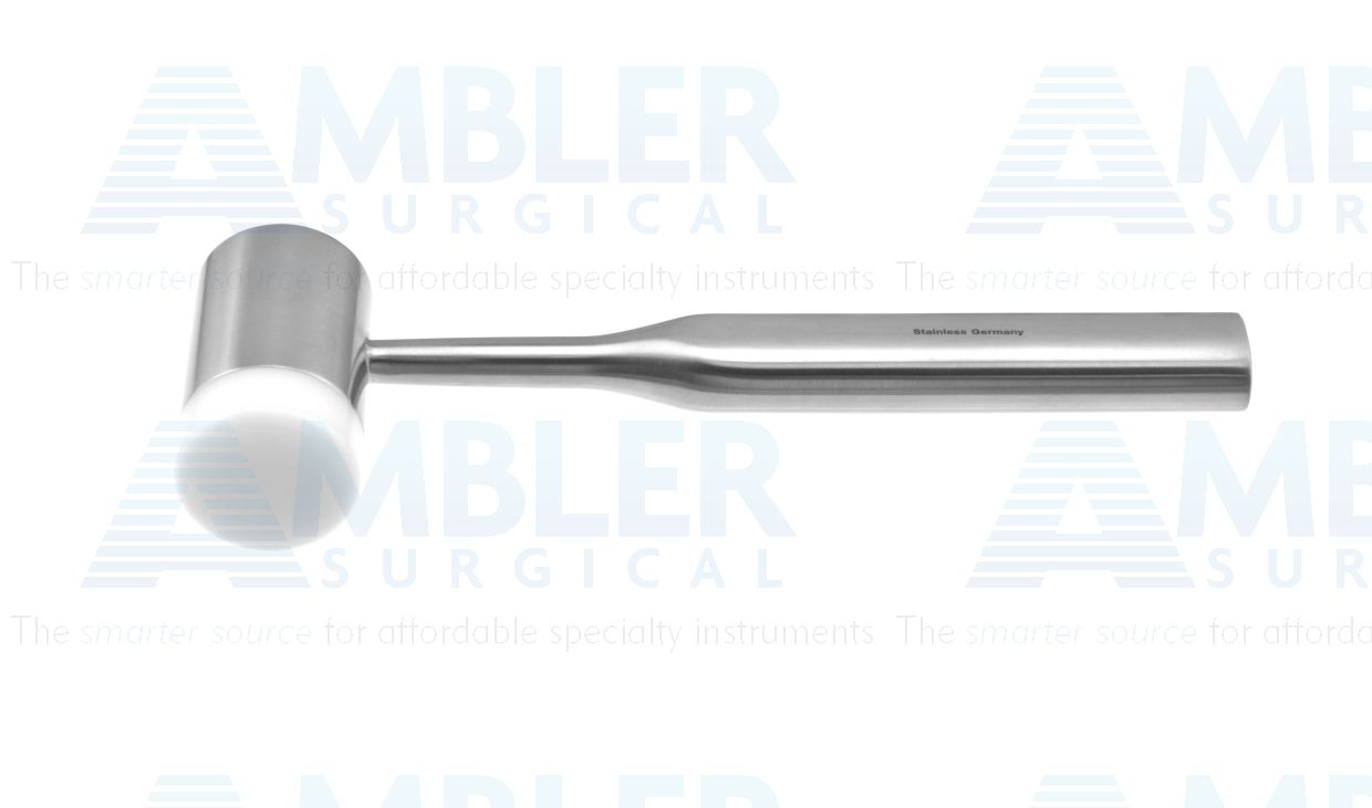 Bone mallet, 7'',8 oz. head weight, 30.0mm diameter, 1 stainless steel head and 1 replaceable nylon head