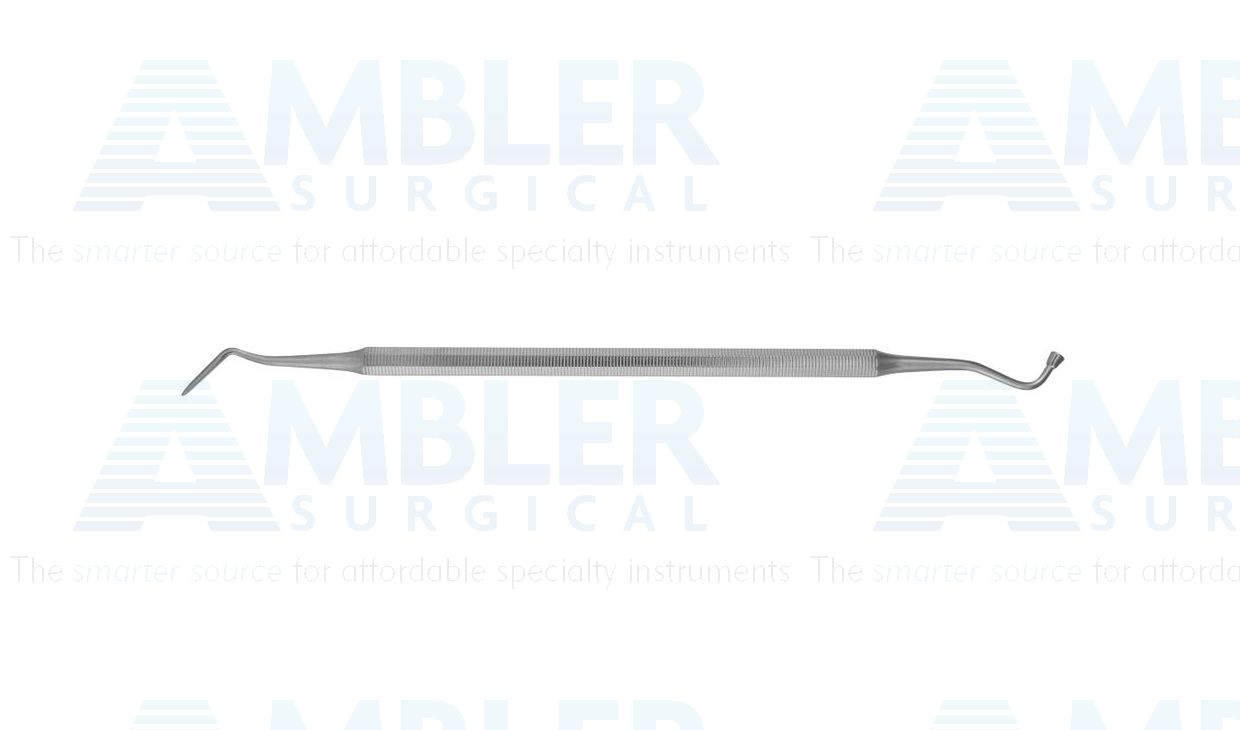 Woodson dural separator/packer, 7'', double-ended, angled, grooved blade, hexagonal handle