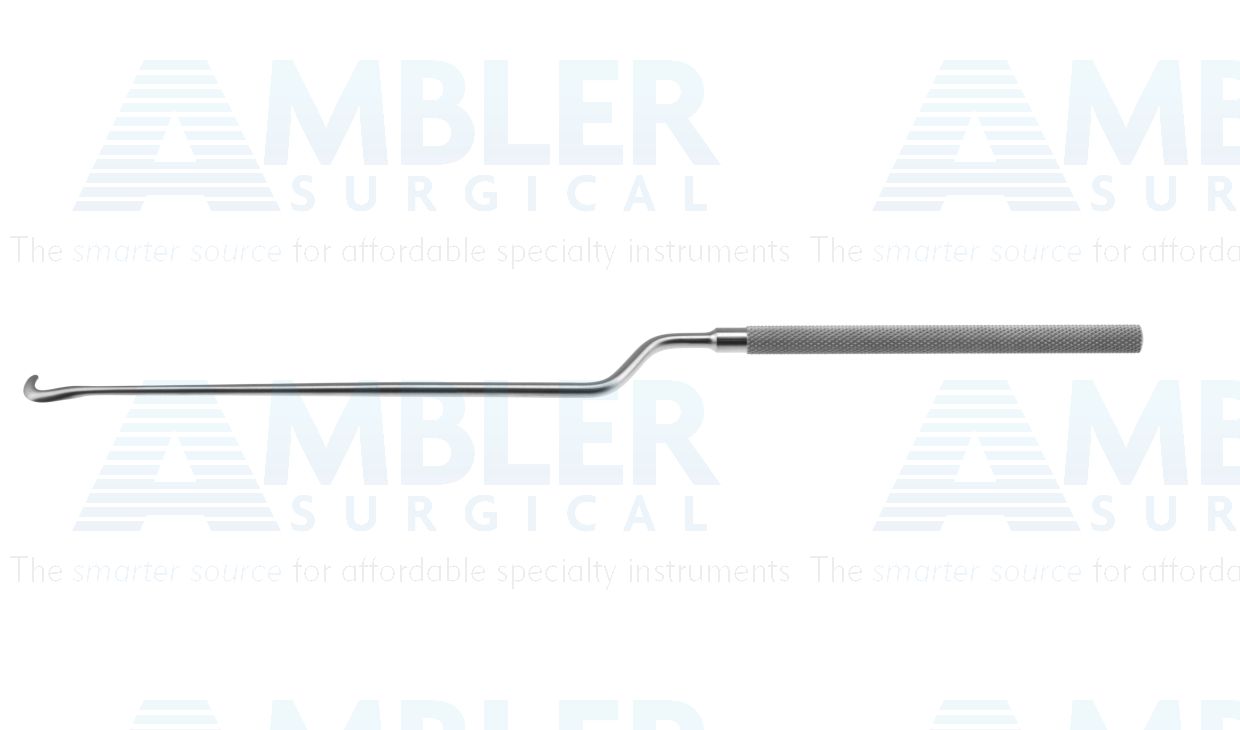Hardy enucleator, 9 1/2'',bayonet shaft, working length 120mm, reverse curved, standard 3.4mm wide blade, round handle