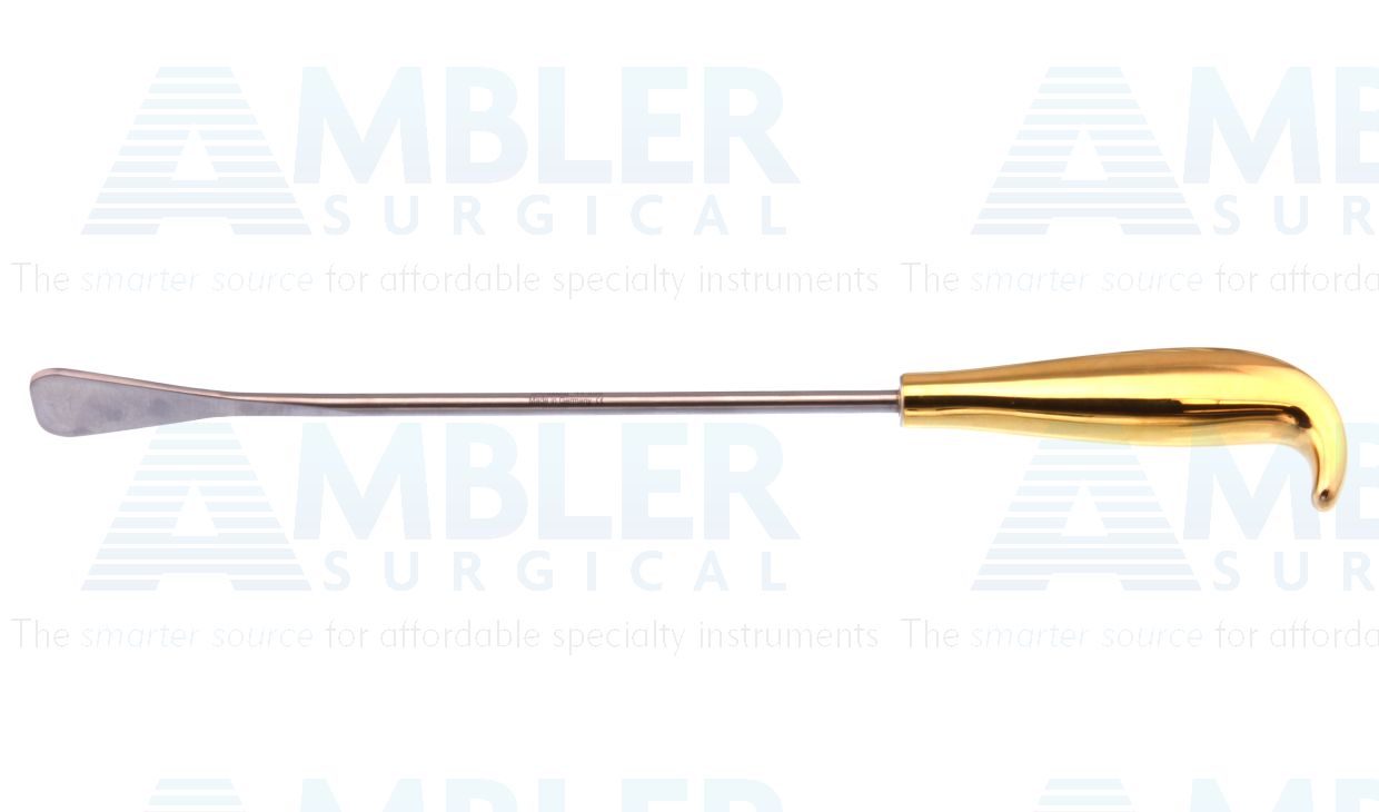 Tebbetts-style breast dissector, 13'',paddle-shaped spatula, working length 216mm, gold grip handle