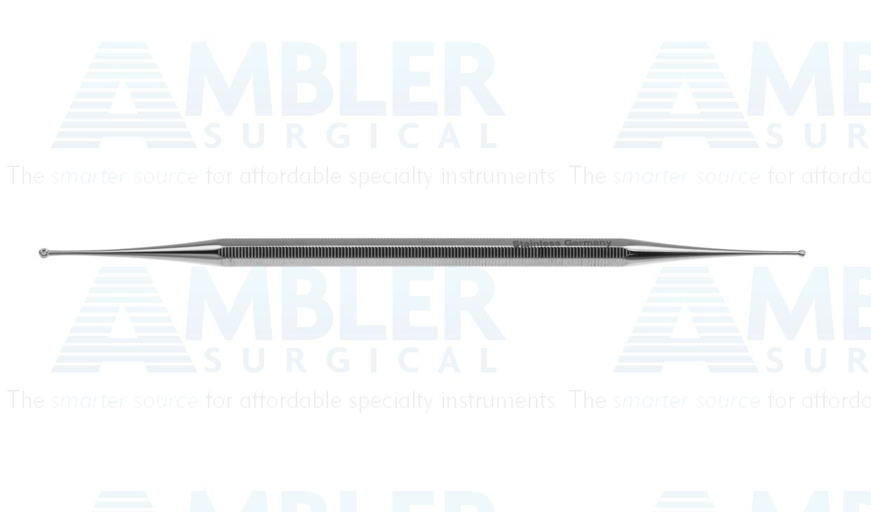 Curette excavator, 5 1/2'', double-ended, 1.5mm and 2.0mm cups, with hole, hexagonal handle