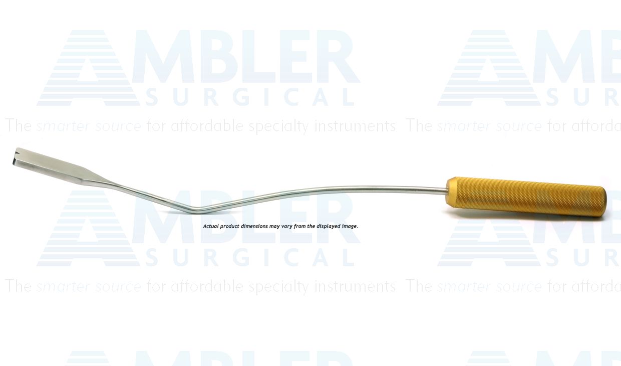 Weislander breast dissector, 17 3/4'',3.5cm x 5.5cm blade, blunt edge with  inV''indent, gold grip handle