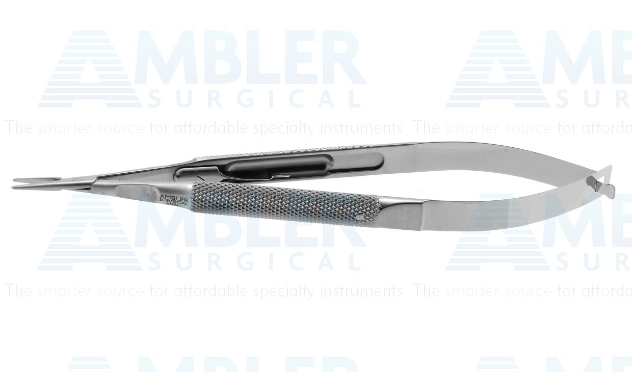 Barraquer needle holder, 5 1/8'',medium, straight, 9.0mm smooth jaws, round handle, with lock