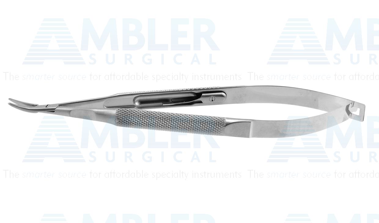 Barraquer needle holder, 5 1/8'',medium, gently curved, 9.0mm smooth jaws, round handle, with lock