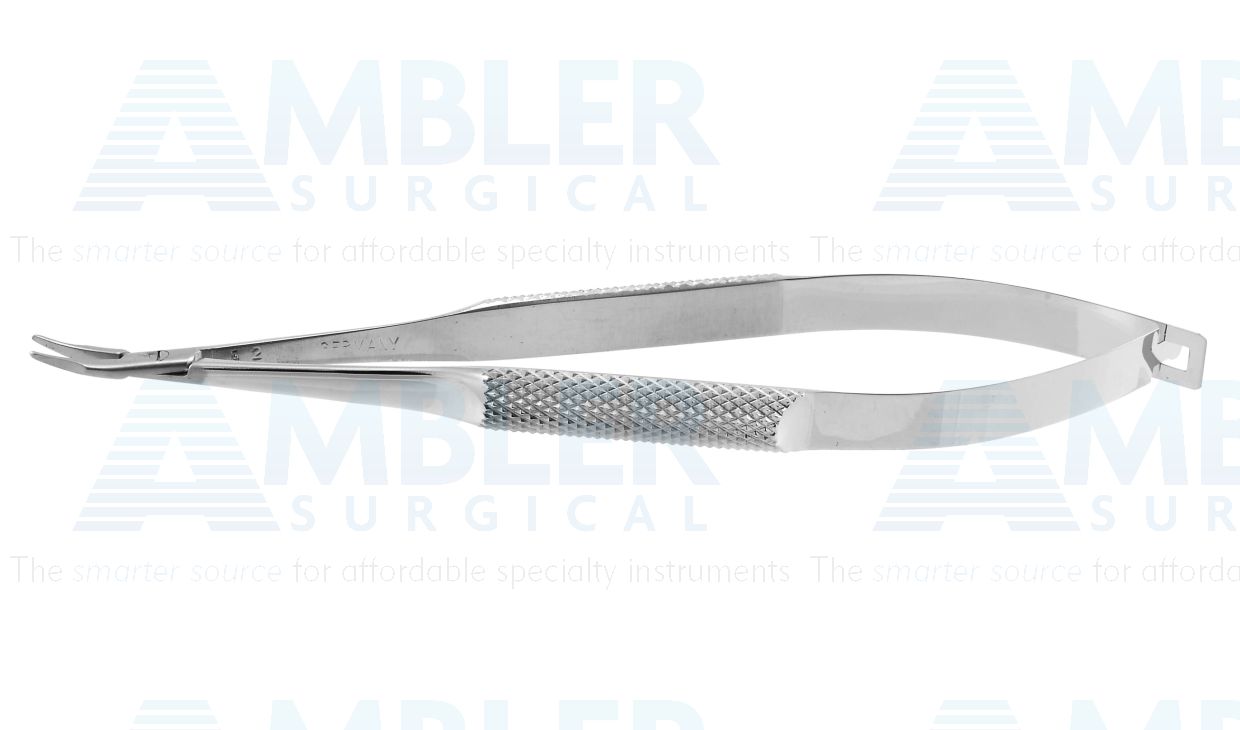 Barraquer needle holder, 5 1/4'',delicate, curved, tapered 9.0mm smooth jaws, round handle, without lock