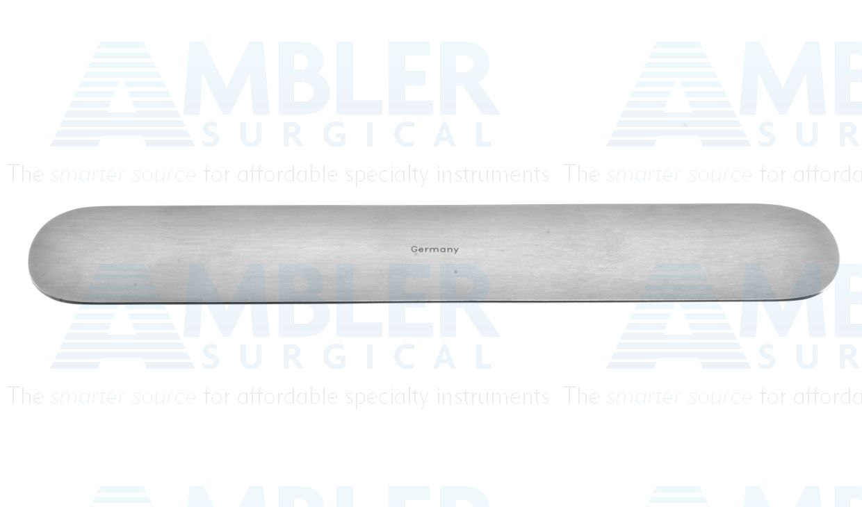 Davis brain spatula, 7'',malleable, 1 1/4''wide blade, flat handle, nickel silver