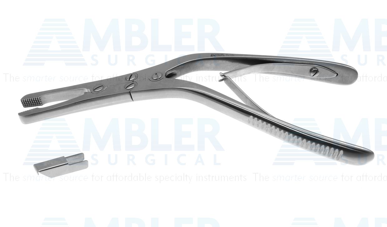 Wright-Rubin septum morselizer, 7 1/4'',double-action, angled shaft, with guard, spring handle