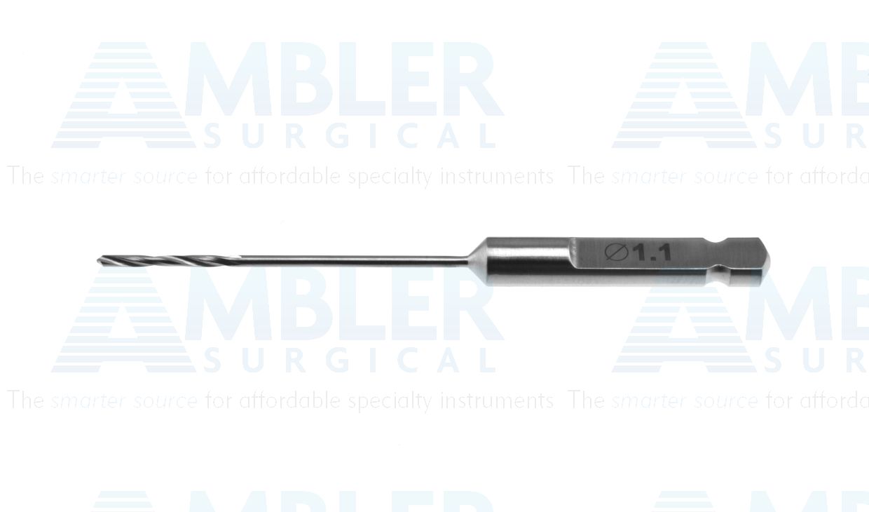 Quick coupling drill bit, 60.0mm, 1.1mm diameter, 35.0mm working length, 20.0mm flute length