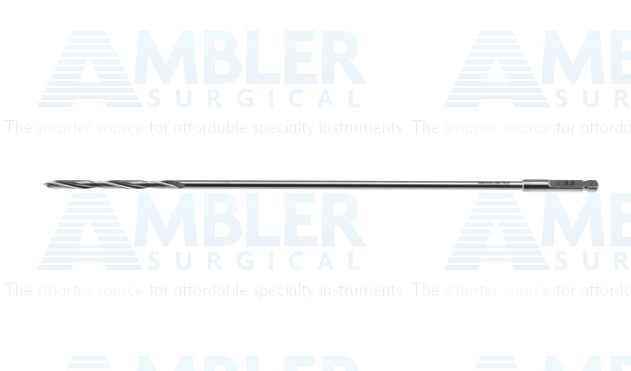Quick coupling drill bit, 195.0mm, 3.2mm diameter, 170.0mm working length, 50.0mm flute length
