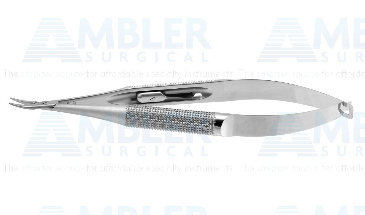 Barraquer needle holder, 5 3/8'',fine, curved, tapered 10.0mm smooth jaws, large round handle, with lock