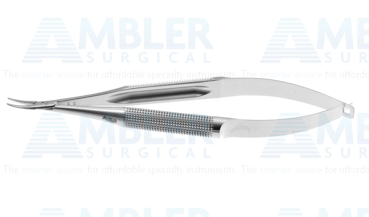 Barraquer needle holder, 5 3/8'',fine, curved, tapered 10.0mm smooth jaws, large round handle, without lock