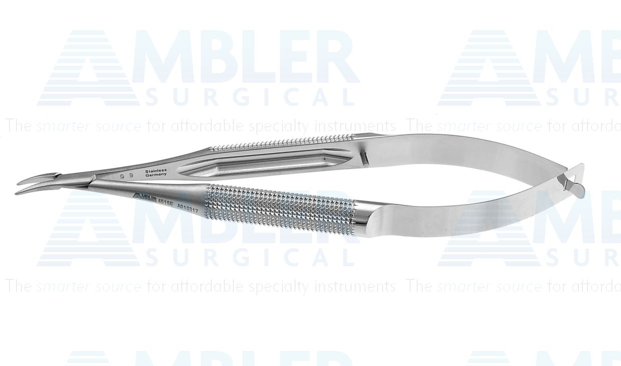 Barraquer needle holder, 4 7/8'',fine, curved, 10.0mm smooth jaws, round handle, without lock