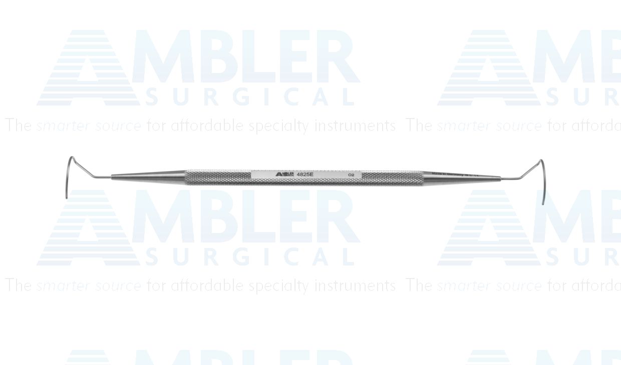 Beyer pigtail probe, 5 3/4'',16.0mm diameter curved probes with suture holes 0.75mm from blunt tips, round handle