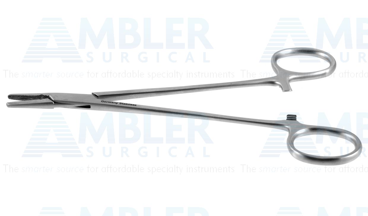 Crile-Wood needle holder, 6'',straight, serrated jaws, ring handle