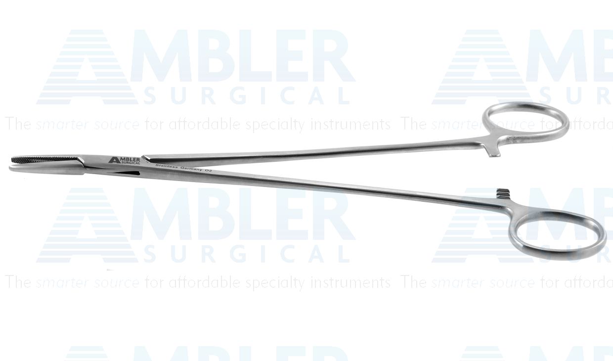 Crile-Wood needle holder, 9'',straight, serrated jaws, ring handle