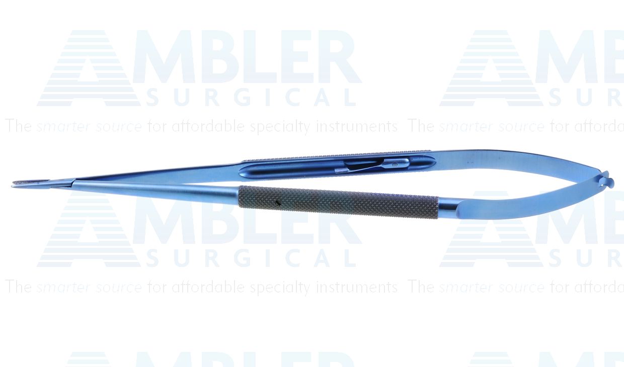 Jacobson needle holder, 8 1/4'',delicate, straight, TC dusted jaws, round handle, with lock, titanium
