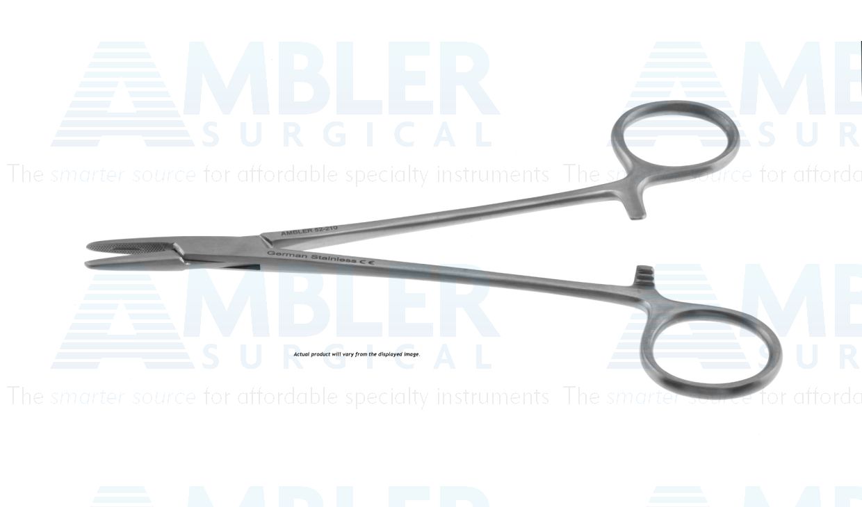Mayo-Hegar needle holder, 5 1/2'',straight, serrated jaws, ring handle