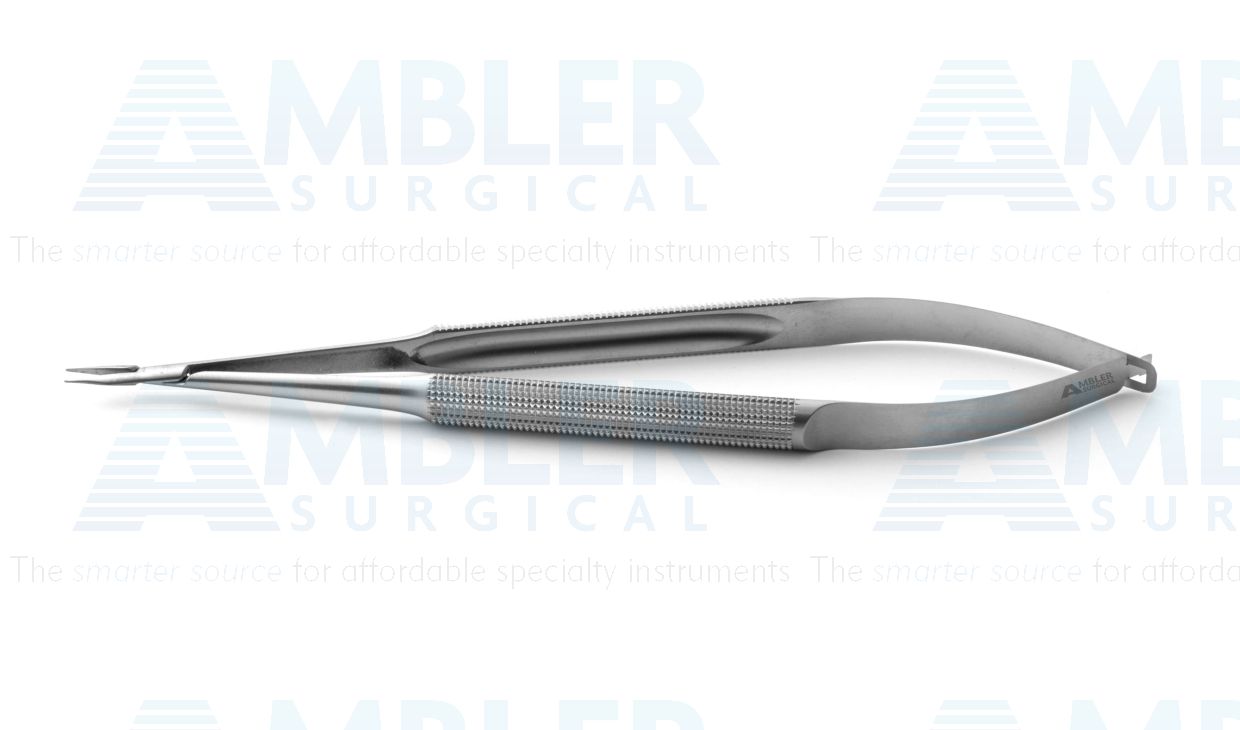 Microsurgical needle holder, 7'',straight, 0.5mm wide jaws, 10.0mm diameter round balanced handle, without lock