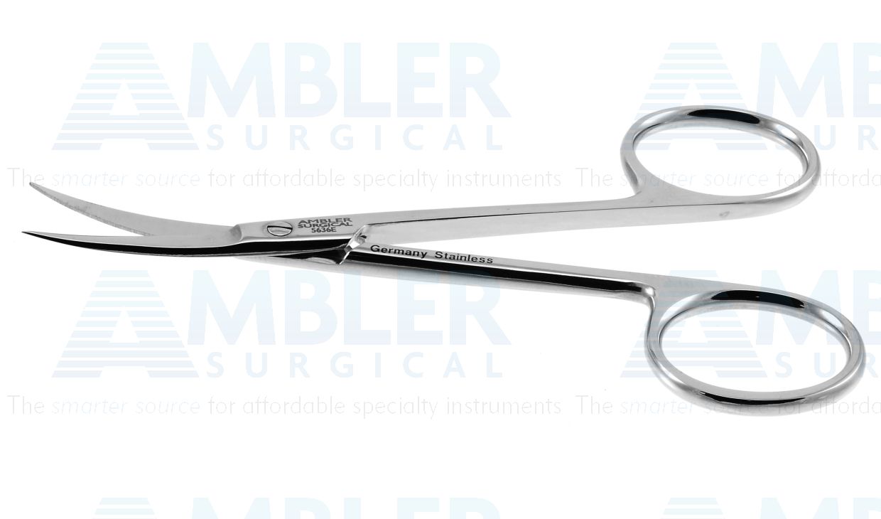 Knapp iris/utility scissors, 4'',curved 30.0mm blades, sharp tips, ring  handle